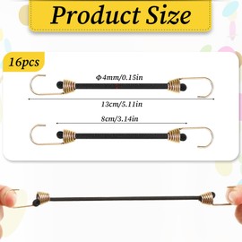 16 Pack Mini Bungee Cords with Hooks, 3 Inch Short Black Bungee Cords Heavy Duty, Versatile Outdoor Bungees Cord Set, Small Stretchy Cord, Elastic Bungees Straps for Outdoor Camping