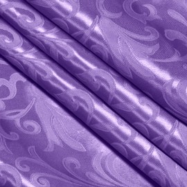 VACVELT Damask Jacquard Satin Fabric by The Yard, 60 Inch Wide Lavender Satin Fabric Shiny Cloth Fabric, Silky Brocade Fabric for Bridal Dress, Wedding Decorations, Crafts, Sewing, Draping (1 Yard)