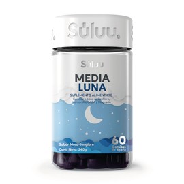 Súluu Media Luna | Gomitas Vitaminadas, Sueño Profundo, Duradero y Reparador Aliviando el Insomnio | 60 Gomitas | Sabor Mora-Jengibre | Manzanilla, GABA, L-Teanina, L-Triptófano y Magnesio | Sin Gluten