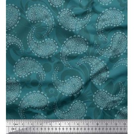 Soimoi Blue Viscose Chiffon Fabric Paisley & Floral Artistic Print Fabric by The Yard 42 Inch Wide