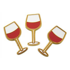 Novel Merk Wine Glass & Barrels - Winery Lapel Pin, Hat Pin & Tie Tack Set - with Clutch Back (3-Wine Glass), Medium, Red White