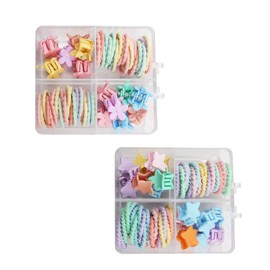 ARHZ Pack of 100 Baby Hair Bobbles with Flowers and Star Clips, Elastic Hair Bobbles for Girls, Colourful Elastic Hair Bobbles for Kids, Babies, Little Girls