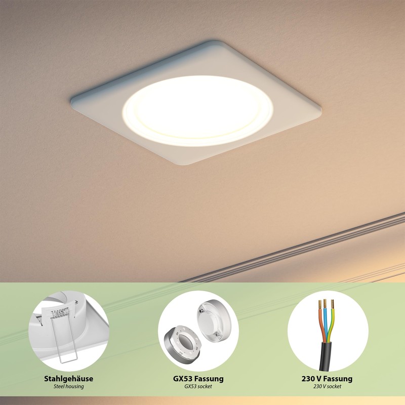 ledscom.de ZOBE II Recessed Ceiling Light, Matt White, Square, 10.7