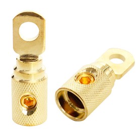 Car Audio Battery Terminal Connector Pure Brass Gold-Plated 4 Gauge Car Audio Amp Input Reducers for 4-6 Gauge Wire 2Pcs