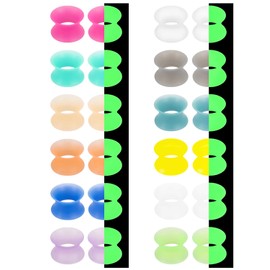 Jenxnjsjo Silicone 00g Plugs 00 Gauges Tunnels for Women Men Ears 10mm Glow in The Dark Plastic Rubber Retainer Ear Stretching Kit Double Zero Plugs Gage Starter Kits Gauging Plug Earrings Set