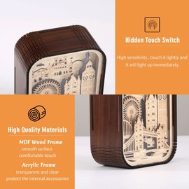 3D London Souvenir,Wood Crafts Laser Cut London Landmark Building Model UK Travel Souvenir Gifts Big Ben Tower Bridge London Eye Tower of London, Desktop Wooden Ornaments with Light for Home Office