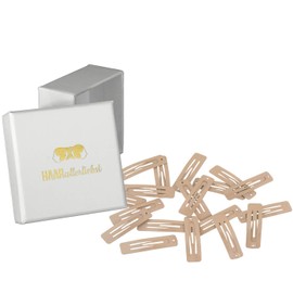 HAARallerliebst Small Rectangular Hair Clips (Pack of 20 | Beige | 3.9 cm) with Box for Storage (Box Colour: White)