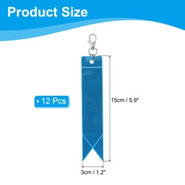 PATIKIL Safety Reflector 6"x1", 12 Pack Reflector Tag Pendant Reflective Safety Keychain Gear for Backpack Cycling Running Wheelchairs, Lake Blue