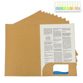 KLYNGTSK Pack of 10 A4 Folders with Pocket, Kraft Paper, Presentation Folder, Single Cardboard Document Folder with Card Slots, Insertable Kraft Paper Lever Arch Folders, Offer Folder for Office,