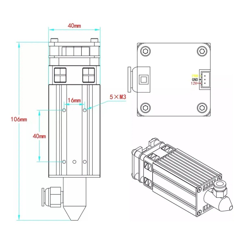 Lunyee Módulo Láser 450nm 80w Para Grabado Y Corte