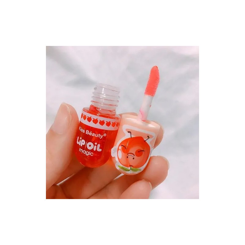 Lip Oil Magic Kiss Beauty Gloss Labial Brillo Aroma 3pz