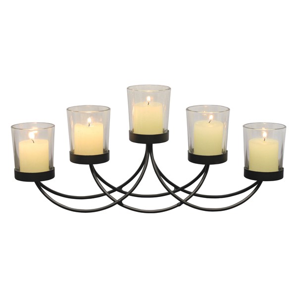 Briarwood Black Metal Votive Candelabra, Decorative Candle Centerpiece, Elegant Candle Holders, Centerpiece for Weddings, Parties, Dining Table, and Mantel