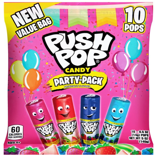 Push Pop Lollipops Easter Bulk Candy - 10 Count Individually Wrapped Lollipops In a Variety of Fruity Delicious Flavors - Easter Basket Stuffer Assorted Candy - Fun Candy for Easter Egg Hunts