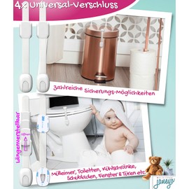 JANEYO Premium Set Child Lock & Baby Safety Lock - Perfect Safety for Your Baby - Cupboard Fuse, Socket Protection, Edge Protection etc. (Transparent)