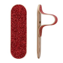 Momostick Flatstick, Cell Phone Finger Grip Strap Holder for Hand, Cell Phone Stand, New Slim Finger Loop Selfie Grip Compatible with Most Smartphones - Glitter Silver