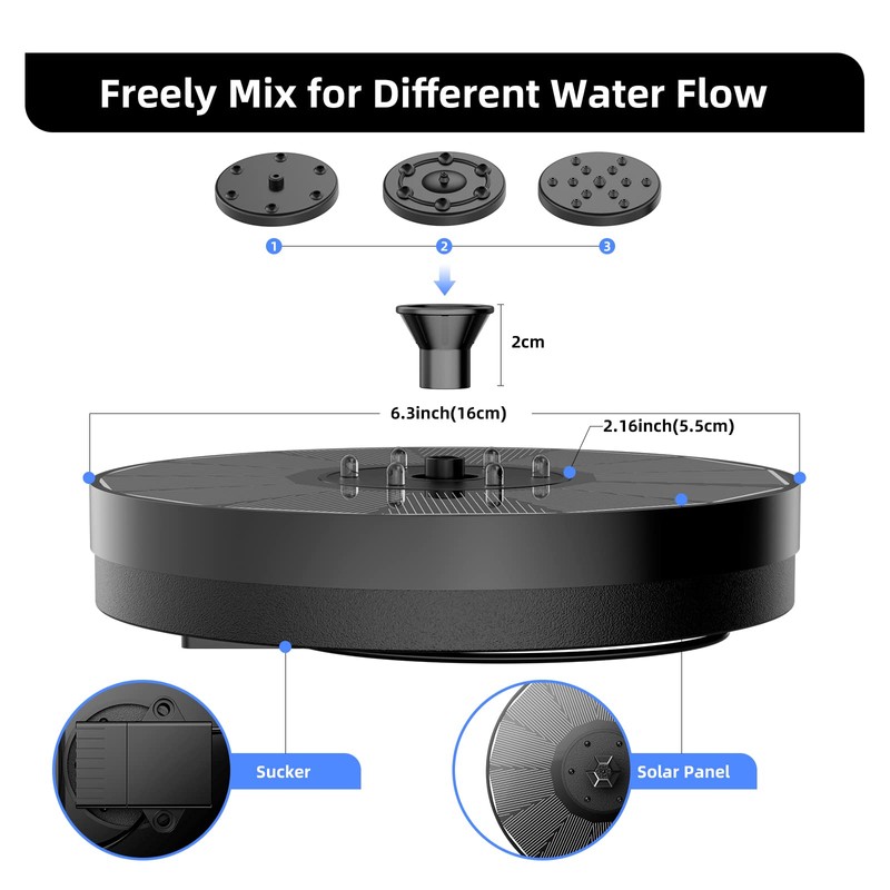AMIAEDU Solar Fountain, Powered Water 4W Pump for Bird Bath
