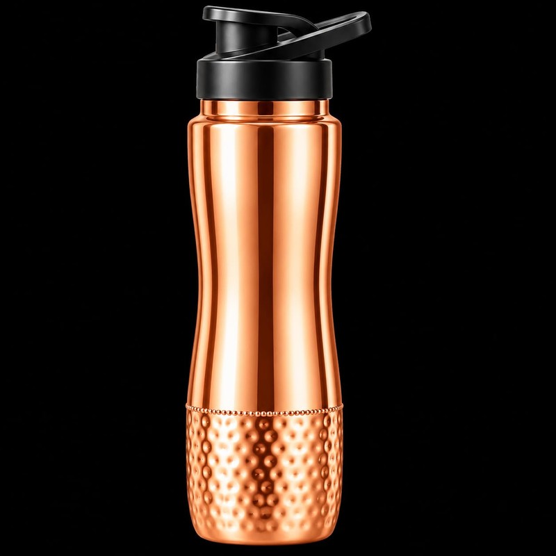 COPPAYA Pure Copper Water Bottle with Sipper, 900ml Capacity (30.4