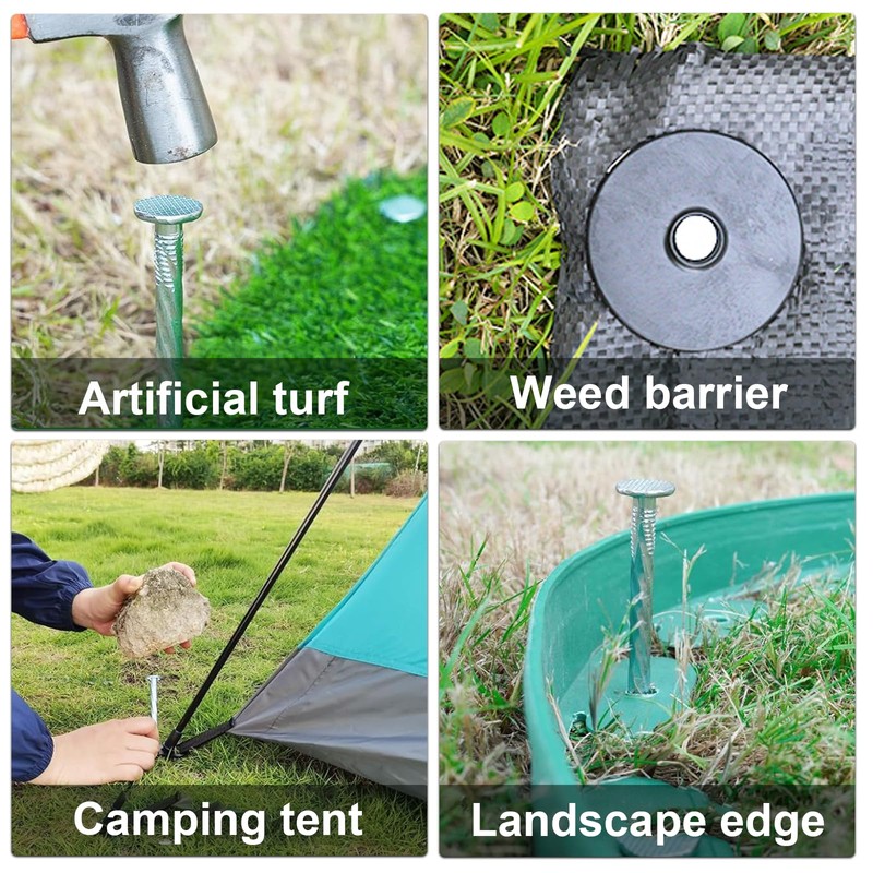 Garden Stakes with Gasket Spiral, 6in Galvanized Steel Turf Nails