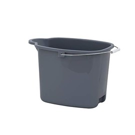 Superio Plastic Bucket with Grip Handle, 16 Liter Large Spout Cleaning Pail Grey, Heavy Duty Bucket Home Floor Mopping, Bath, Car Wash, Bowls for Camping, Fishing