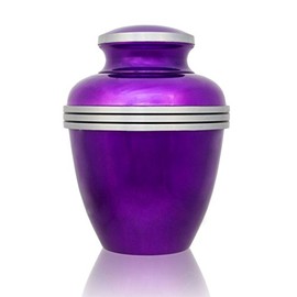Banded Alloy Cremation Urn - Medium - Holds Up to 85 Cubic Inches of Ashes - Amethyst Purple Metal Urns for Ashes