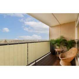 ColourTree Customized Size Beige 3' x 7’ Balcony Privacy Screen, Apartment Porch Railing Patio Fence Windscreen Fabric Cloth - Commercial Grade 170 GSM - 3 Years Warranty - Cable Zip Ties Included
