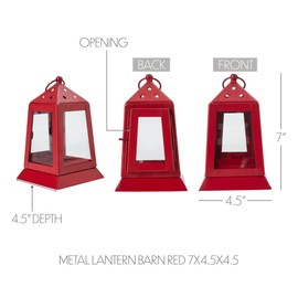 Metal Lantern Barn Red Tealight Holder 7x4.5x4.5