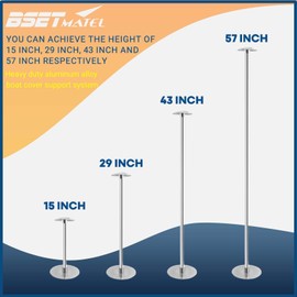 Aluminum Alloy Boat Cover Support Poles with 316 Stainless Steel Mushroom Cap and Base, 4 Levels of Adjustable Heights, Marine Grade Cover Support System for Pontoon/Jon Boat Cover/Bimini Tops (1)
