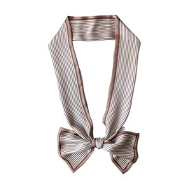 Tolzorai 100% Mulberry hair ribbon Silk Scarf set fashion designer for women hair chic stylish neckerchief (brown)