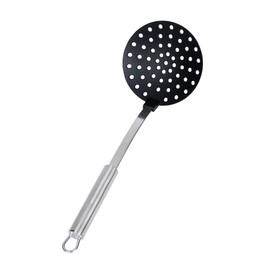 Restaurantware Nylon Heat Resistant Skimmer Spoon - German Standard Slotted Spoon with Stainless Steel Handle, Dishwasher Safe - Slotted Skimmer for Cooking, Kitchen, with Comfortable Grip
