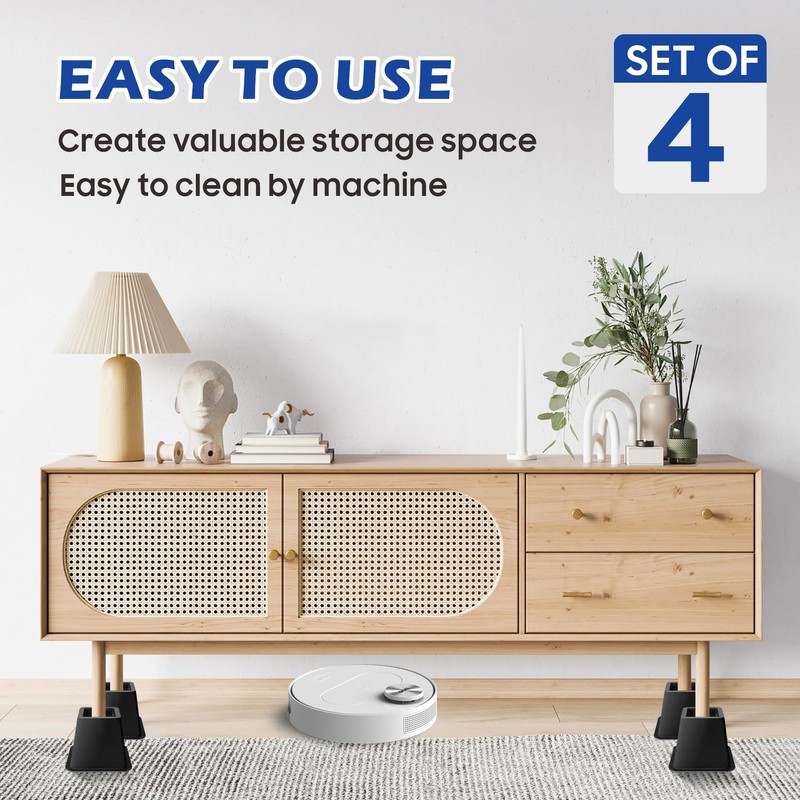 MixDora Bed Risers 4 Inch Heavy Duty Furniture Risers Square
