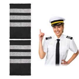 NICENEEDED 1 Pair Professional Uniform Epaulets, Airline Pilot Epaulets, Three Bars Captain Shoulder Boards Traditional Officer Aviators Shoulder Epaulette Captain Cosplay Epaulette Sliders