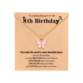 UNGENT THEM 8 Year Old Girl Birthday Gifts Ideas 8th Birthday Decorations for Girls Present Necklace