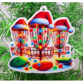 Disc Golf - Festive Disc Golf Santa Themed Christmas Ornament
