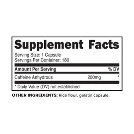 Primaforce Caffeine Pills 200mg, 180 Capsules