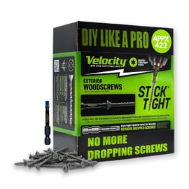 Velocity Exterior 2 1/2 Wood Screws and T25 Torx Bits (Size #10) – Stick Tight Technology, Made with Carbon Steel, Includes Hexstix Bit & Storage Organizer Fence Screws for Wood (422 Pieces)