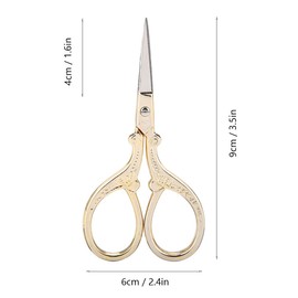 Yosoo Health Gear Sewing Scissors, Antique European Patterned Precision Small Stainless Steel Sewing Scissors, Embroidery Tool, Scissors for Household Tailor, DIY Crafts (Gold)