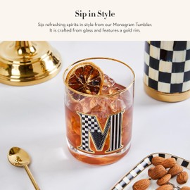 MACKENZIE-CHILDS Monogram Tumbler, Glass Tumbler with Letter, 14 Ounces, G
