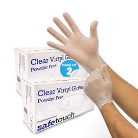 Just Health Disposables 100 x Clear Vinyl Gloves, Extra Large Gloves Pack of 2 - (Box of 100 pcs) | Multipurpose | Powder Free Gloves | Latex Free Gloves | Clear Disposable Gloves