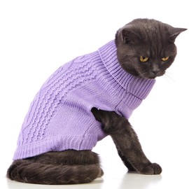 Stretchy Cat Sweater - 17 Colors & 6 Sizes | Snug Winter-Ready Knit for Boy/Girl Cats & Kittens(Purple, Medium)