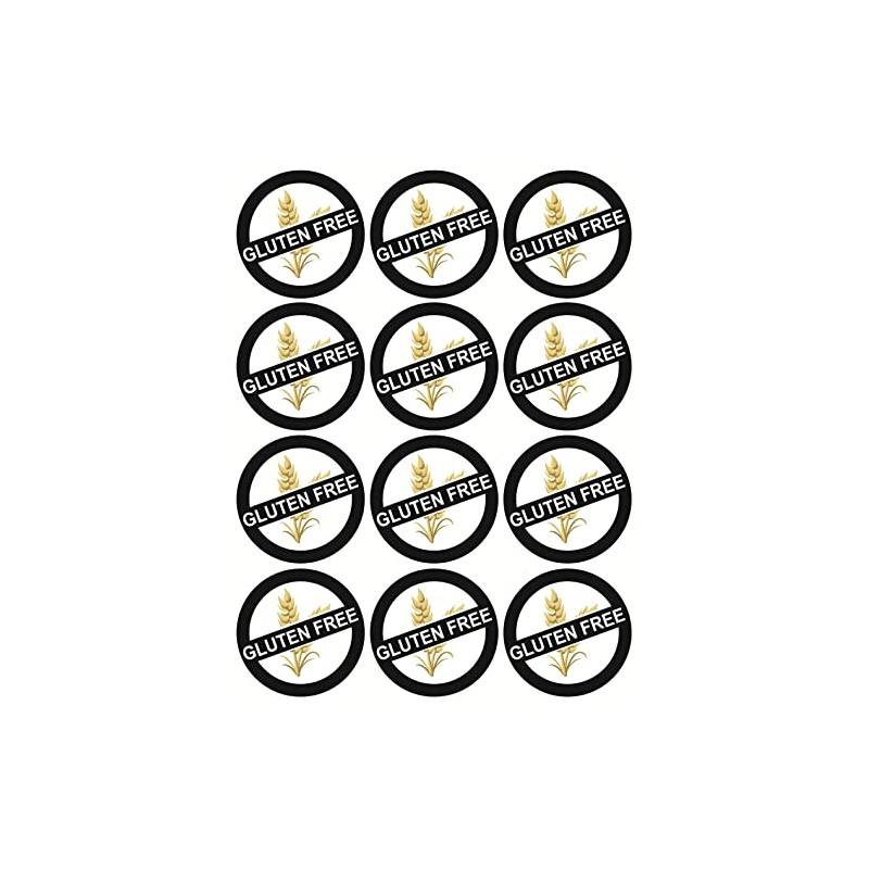 Gluten Free Sticker,1.5 inch 300pcs White Black Gluten Free Stickers