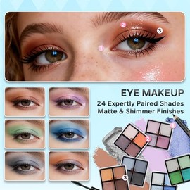 Color Nymph- Kits de maquillaje para principiantes para adolescentes con estuche de viaje incluido Kit de maquillaje completo Paleta de sombras de... 