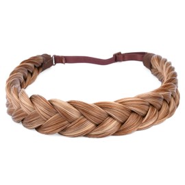 DIGUAN Synthetic Hair Braided Headband Wide Plaited Braids Hairpiece Women Girl Beauty accessory, 55g (Strawberry Blonde)