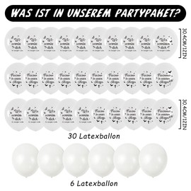 White Mourning Funeral Balloons Set - 12 Inch Commemorative Latex Balloons for Farewell Funeral and Funeral Ceremony, Memorial Balloons with "Wir vermissen dich In ewiger Liebe Print"