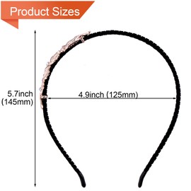 HINZIC 2PCS Rhinesrone Flowers Hair Bands Gold Headbands Jeweled Non-Slip Diamond Headpieces Wedding Halloween Hair Accessory for Women Bride