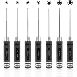 Gruiqrd Hexagonal Screwdriver Set, 7-Piece RC Tool Hexagon Socket Screwdriver Hand Tool for Model Making Car Boat Quadcopter (0.9 mm, 1.27 mm, 1.3 mm, 1.5 mm, 2 mm, 2.5 mm, 3.0 mm)