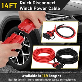 Anrain 14FT Quick Disconnect Winch Power Cable, 2 Gauge 2 AWG Copper Wiring, 175A Quick Disconnect Connector for Forklift Car Motor Tractor Wide Range of Winching Applications