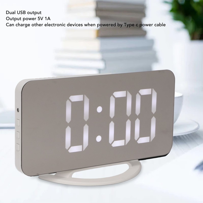 Alarm Clock Dual USB Output 3 Levels Brightness Light Sensing