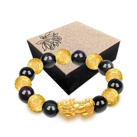 LIYAPEI Feng Shui Black Obsidian Wealth Bracelet，Feng Shui Bracelet for Men/Women with Sagin Pixiu Character for Protection Can Bring Luck and Prosperity，Suitable for Any Occasion,Unisex, 10,