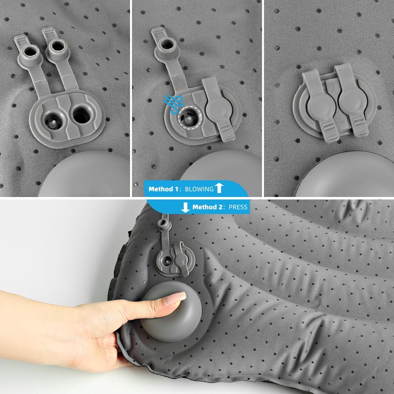 Camping Pillow with Built-in Pump - Inflatable Pillow - Travel