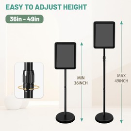 Adjustable Poster Sign Stand Holder,Heavy Duty Snap Open Aluminum Pedestal Floor Standing Sign Holder Vertical and Horizontal View Sign Displayed,Advertising Display Stand (Black, 8.5x11inches)